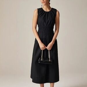Jcrew smocked sleeveless dress in cotton poplin